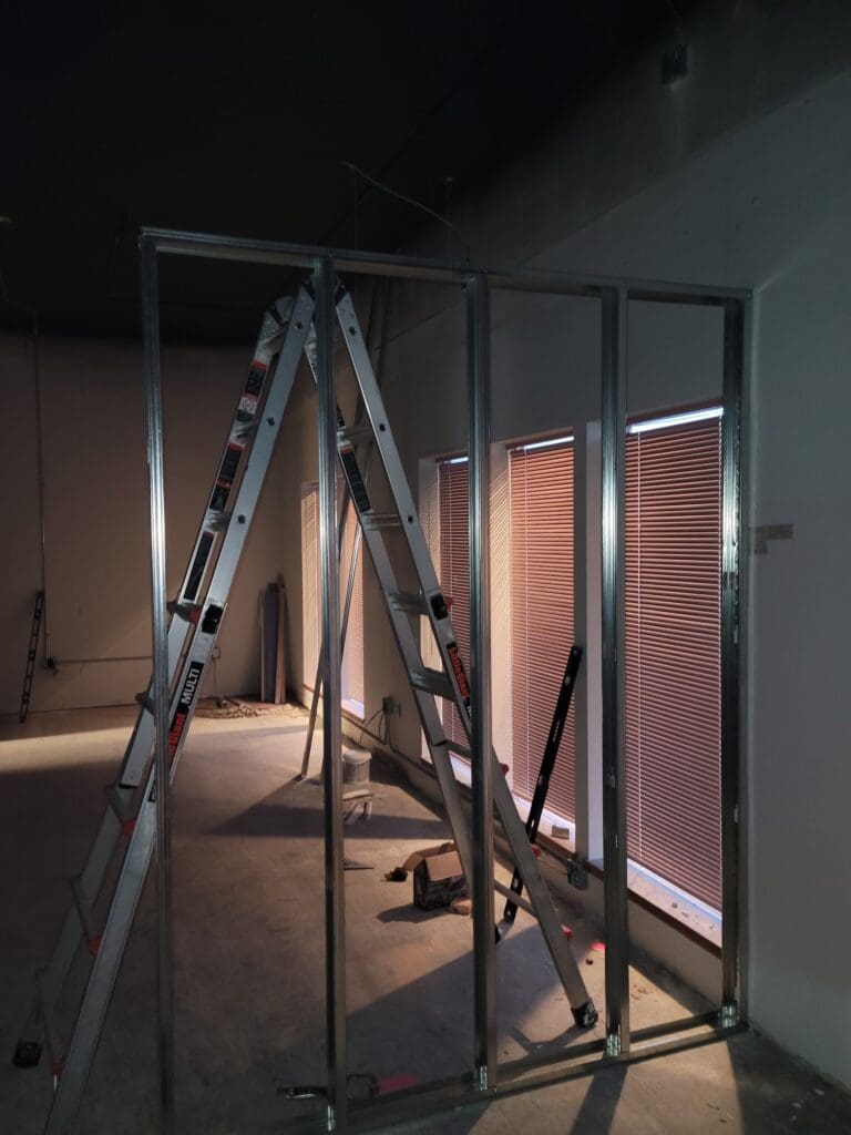 demolition walls at Lace Envy Alterations, a bridal seamstress in Spokane
