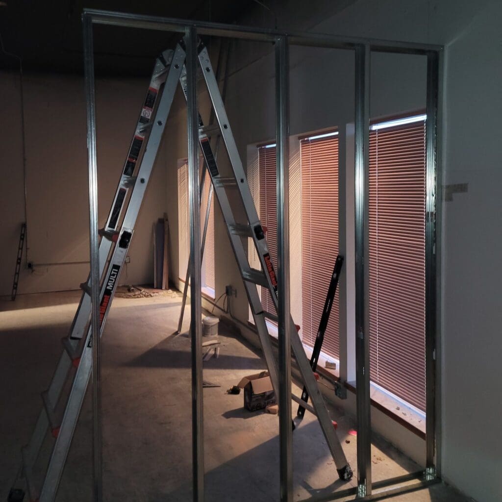 demolition walls at Lace Envy Alterations, a bridal seamstress in Spokane